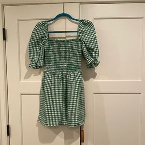 NWT Reformation Green and White Gingham Dress M
